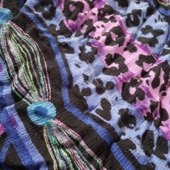 Vintage flowy bohemian jewel tone gypsy broomstick crinkle maxi skirt, OS - Picture 8 of 12